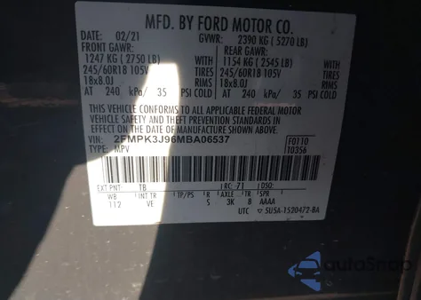 2021 Ford Edge Sel из США, поврежденный, VIN 2FMPK3J96MBA06537